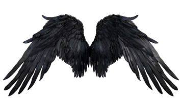 Realistic Style Black Angel Wings No Background Perfect for Print on Demand T-Shirt Design Applicable to Any Context png