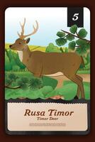 Custom game card with indonesian Deer endemic animals illustration vector