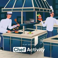 Chef activity flat design illustration for social media post vector