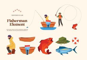 Isolated fisherman element flat design illustration vector