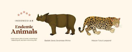 Isolated Indonesian endemic animals illustration cell shaded style vector