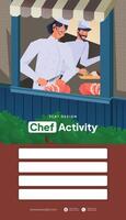 Indonesian Chef activity layout template flat design illustration vector