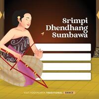 Cell shaded Illustration of Indonesian culture Srimpi dance vector