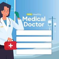 Indonesian medical student illustration for social media post vector