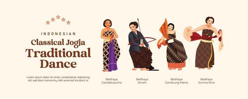 Isolated Javanese Classical dance illustration cell shaded style vector