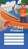 Social media post with fisherman activity flat design illustration vector