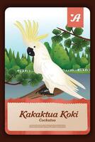 Custom game card with indonesian Cockatoo endemic animals illustration vector