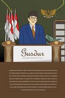 indonesio presidente dibujado a mano ilustración vector
