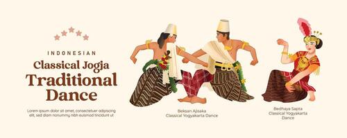 Isolated Javanese Classical dance illustration cell shaded style vector