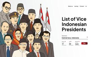Landing Page idea with indonesian national heroes illustration vector