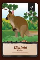 personalizado juego tarjeta con indonesio Wallaby endémico animales ilustración vector