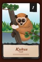 Custom game card with indonesian Coati endemic animals illustration vector