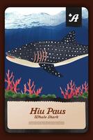 Custom game card with indonesian Whale Shark endemic animals illustration vector