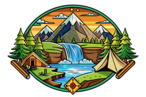 Logo camping in the mountain png