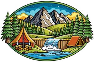 Logo camping in the mountain png