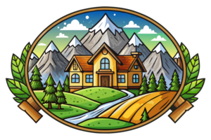 logotipo casa dentro montanha png