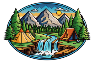 logo camping dans le Montagne png