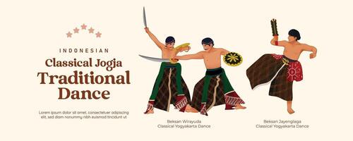 Isolated Javanese Classical dance illustration cell shaded style vector
