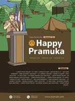 Pramuka day, scout day with indonesian culture illustration vector