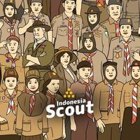 Illustration of indonesian scout pramuka uniform vector