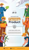 Indonesian Farmer activity flat design illustration for social media post vector