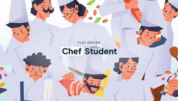 cocinero estudiante cubrir plano diseño ilustración vector