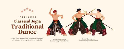 Isolated Javanese Classical dance illustration cell shaded style vector