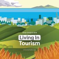 Living in tourism scenery illustration design idea flat style vector