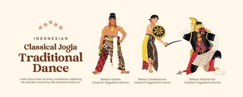 Isolated Javanese Classical dance illustration cell shaded style vector