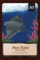 Custom game card with indonesian Spotted Rays endemic animals illustration vector