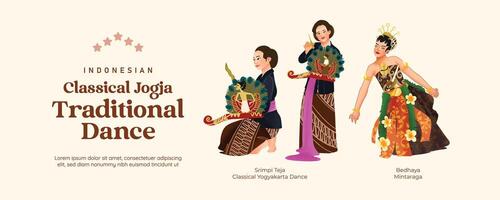 Isolated Javanese Classical dance illustration cell shaded style vector