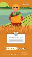 Social media post with farmer activity flat design illustration vector