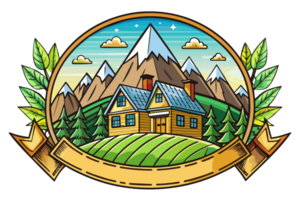 logotipo casa dentro montanha png