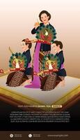 Tourism event layout with indonesian culture classical javanese dancer illustration vector