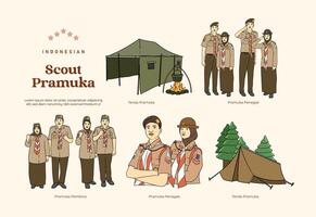 Isolated Indonesian pramuka scout element illustration vector