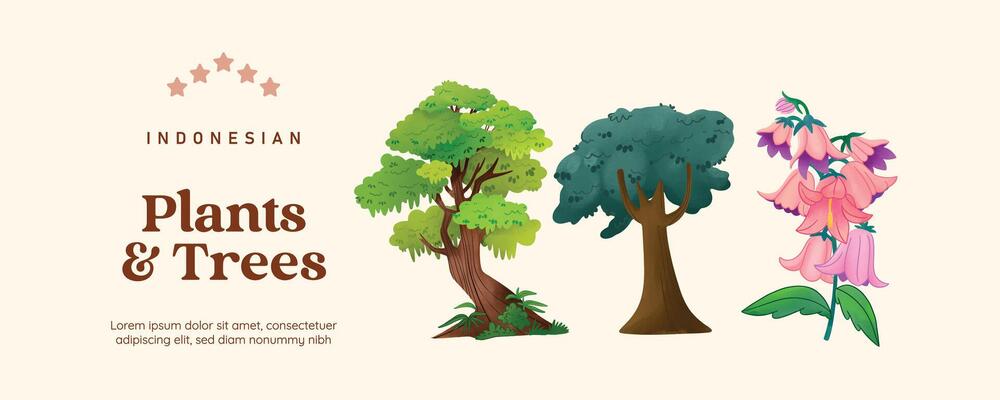 Isolated plants tree flower and scenery illustration cell shaded style
