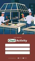 Chef activity flat design illustration for social media post vector