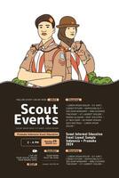 Scout Event poster with indonesian scout uniform illustration vector