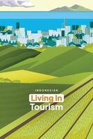 Living in tourism scenery illustration design idea flat style vector