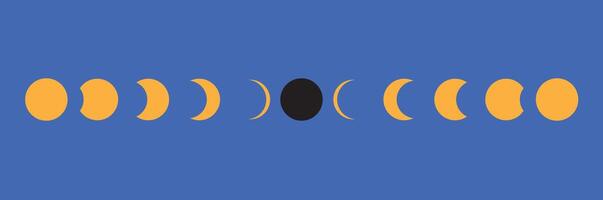 Moon phases icon. Lunar eclipse The shadow of the world darkens the moon. vector
