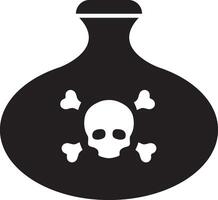 Bottle of poison or poisonous chemical toxin with crossbones label icon for games and websites vector