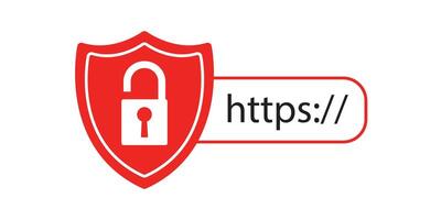 Protective shield. Shield with padlock. Concepts for preventing data theft when using the Internet. vector
