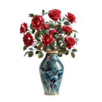 rouge des roses dans vase png
