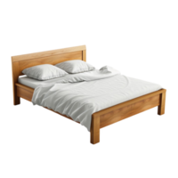 bed with white sheets and pillows png
