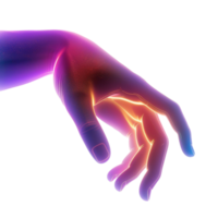 a hand with glowing neon light on it png