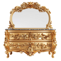 een overladen goud dressoir met een spiegel png