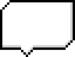 8 bit retro spel pixel toespraak bubbel ballon icoon sticker memo trefwoord ontwerper tekst doos banier png