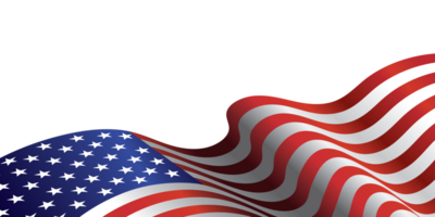 Waving flag of American isolated background png