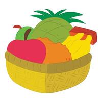 Fruit bucket isolated on white background vector