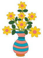 Flower vase isolated on white background vector